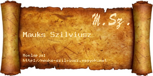 Mauks Szilviusz névjegykártya